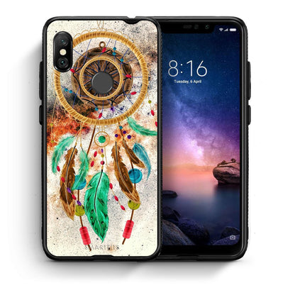 Θήκη Xiaomi Redmi Note 6 Pro DreamCatcher Boho από τη Smartfits με σχέδιο στο πίσω μέρος και μαύρο περίβλημα | Xiaomi Redmi Note 6 Pro DreamCatcher Boho case with colorful back and black bezels