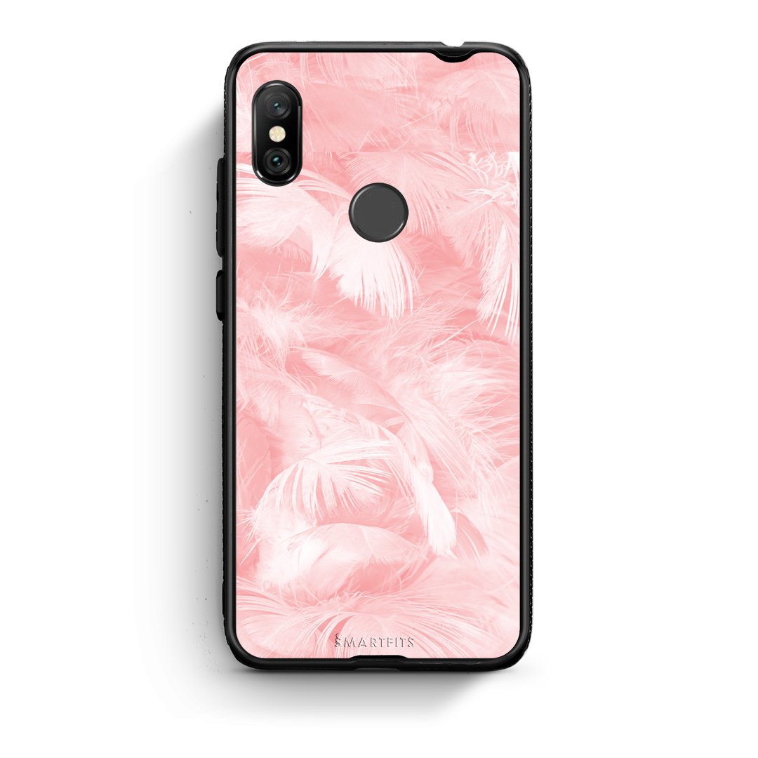 33 - Xiaomi Redmi Note 6 Pro  Pink Feather Boho case, cover, bumper