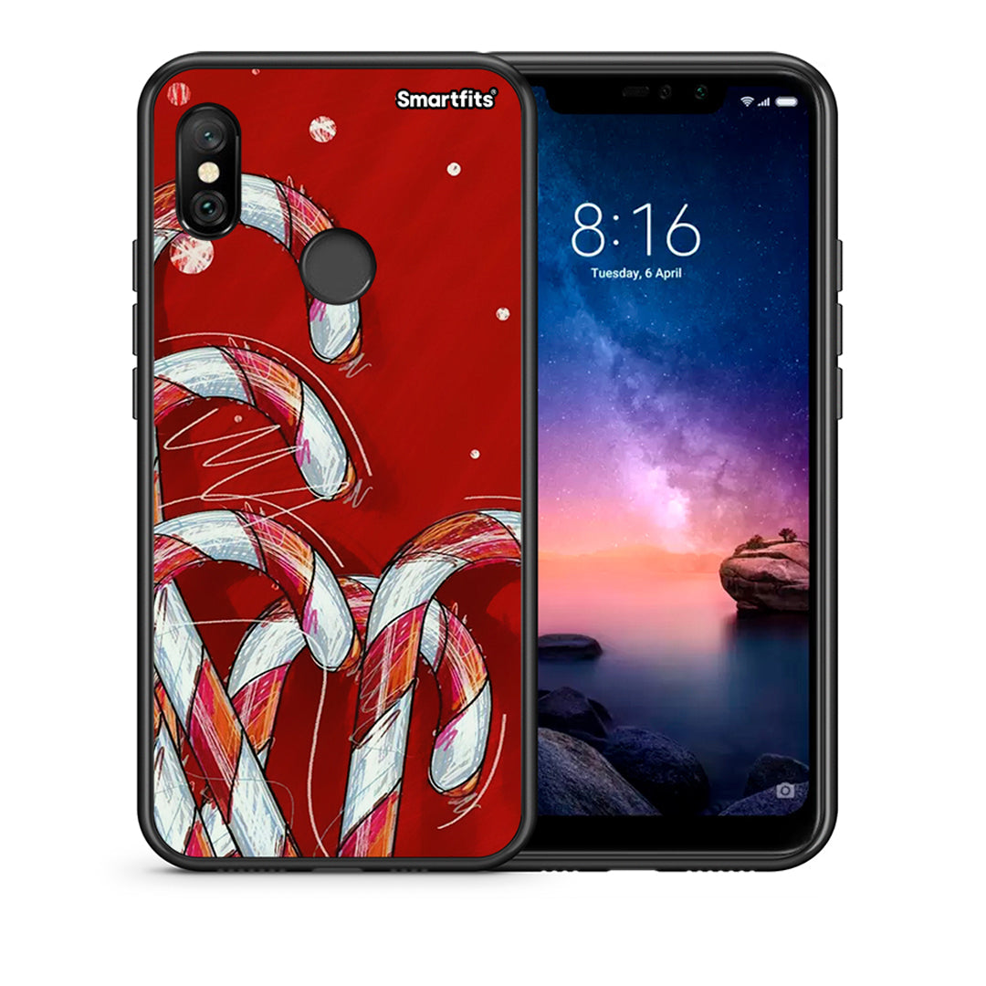 Θήκη Xiaomi Redmi Note 6 Pro Candy Cane από τη Smartfits με σχέδιο στο πίσω μέρος και μαύρο περίβλημα | Xiaomi Redmi Note 6 Pro Candy Cane case with colorful back and black bezels