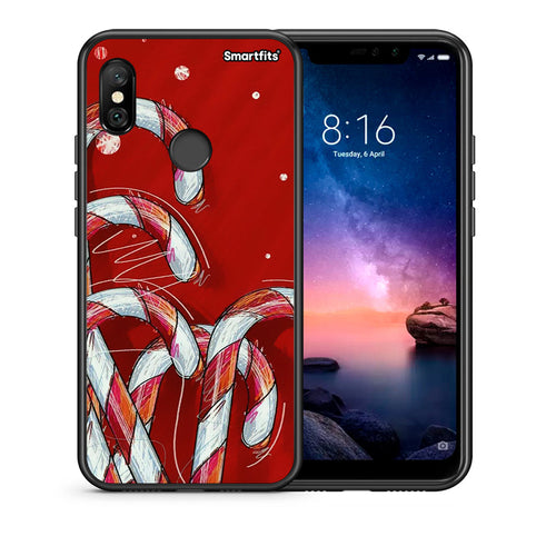 Θήκη Xiaomi Redmi Note 6 Pro Candy Cane από τη Smartfits με σχέδιο στο πίσω μέρος και μαύρο περίβλημα | Xiaomi Redmi Note 6 Pro Candy Cane case with colorful back and black bezels