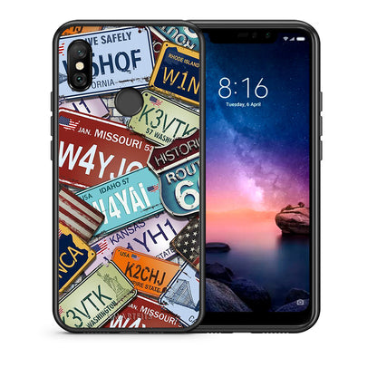 Θήκη Xiaomi Redmi Note 6 Pro Car Plates από τη Smartfits με σχέδιο στο πίσω μέρος και μαύρο περίβλημα | Xiaomi Redmi Note 6 Pro Car Plates case with colorful back and black bezels
