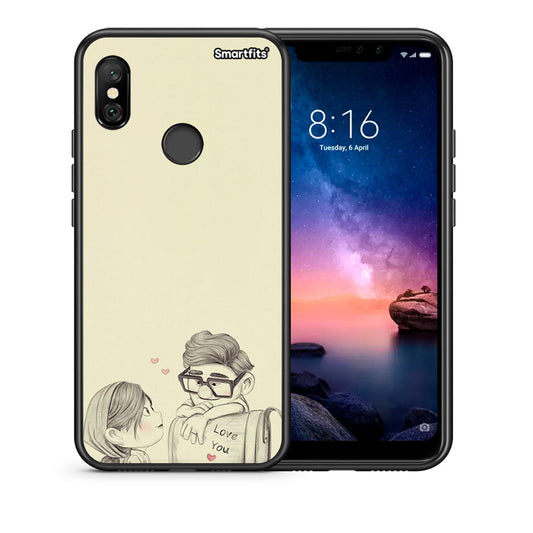 Θήκη Xiaomi Redmi Note 6 Pro Carl And Ellie από τη Smartfits με σχέδιο στο πίσω μέρος και μαύρο περίβλημα | Xiaomi Redmi Note 6 Pro Carl And Ellie case with colorful back and black bezels
