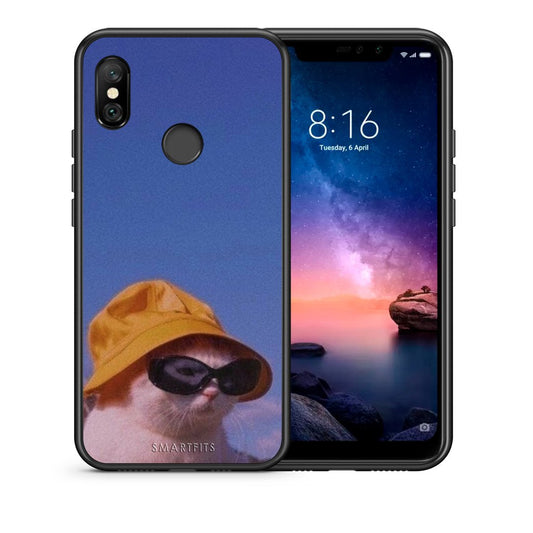Θήκη Xiaomi Redmi Note 6 Pro Cat Diva από τη Smartfits με σχέδιο στο πίσω μέρος και μαύρο περίβλημα | Xiaomi Redmi Note 6 Pro Cat Diva case with colorful back and black bezels