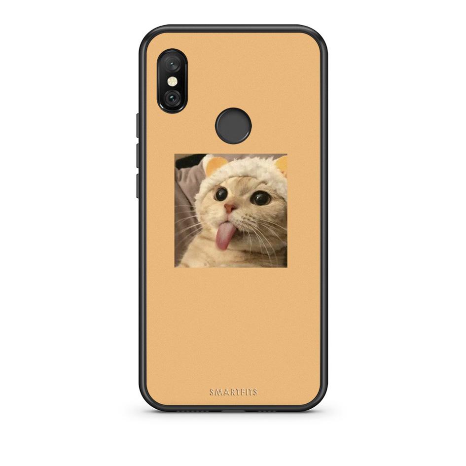 Xiaomi Redmi Note 6 Pro Cat Tongue θήκη από τη Smartfits με σχέδιο στο πίσω μέρος και μαύρο περίβλημα | Smartphone case with colorful back and black bezels by Smartfits