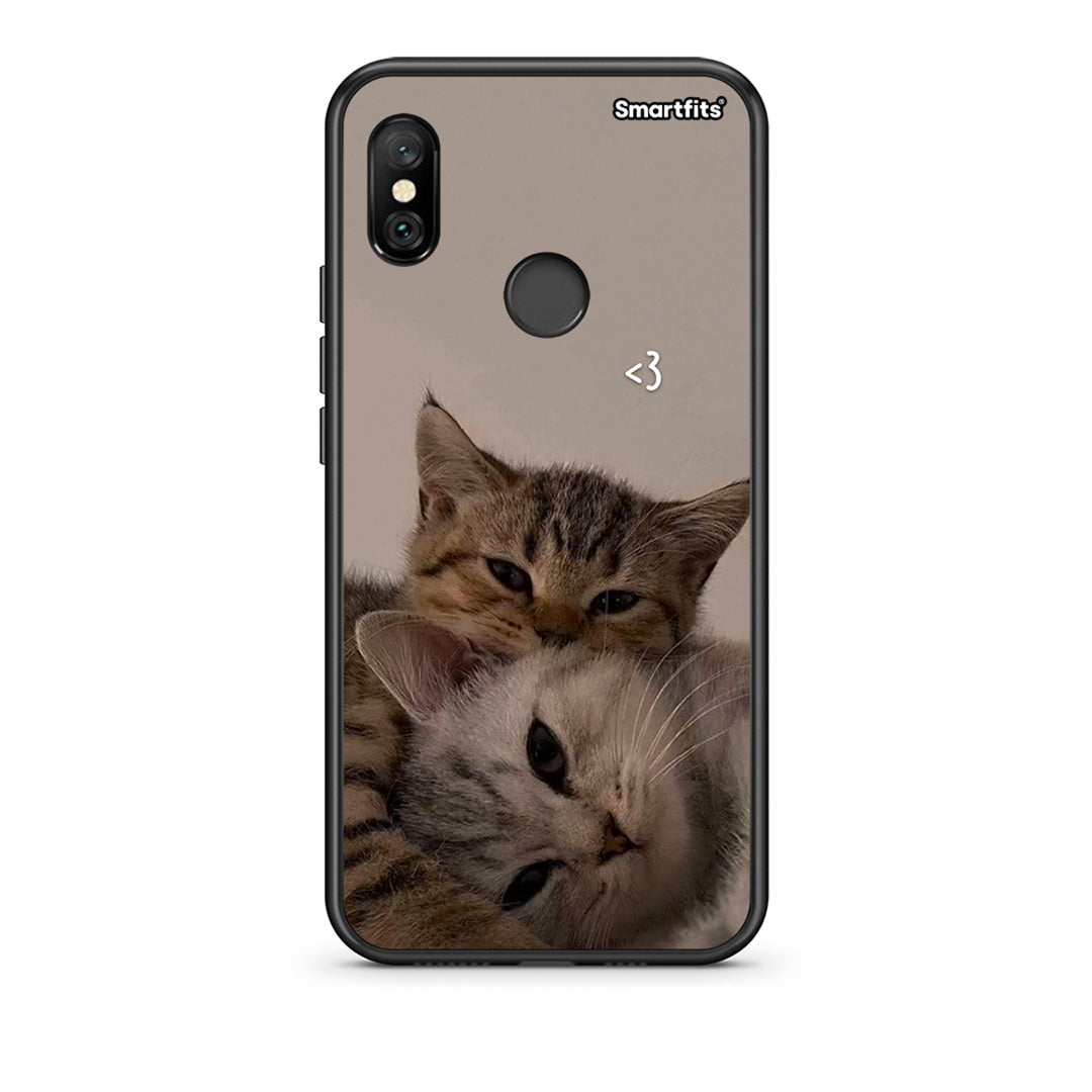 Xiaomi Redmi Note 6 Pro Cats In Love Θήκη από τη Smartfits με σχέδιο στο πίσω μέρος και μαύρο περίβλημα | Smartphone case with colorful back and black bezels by Smartfits