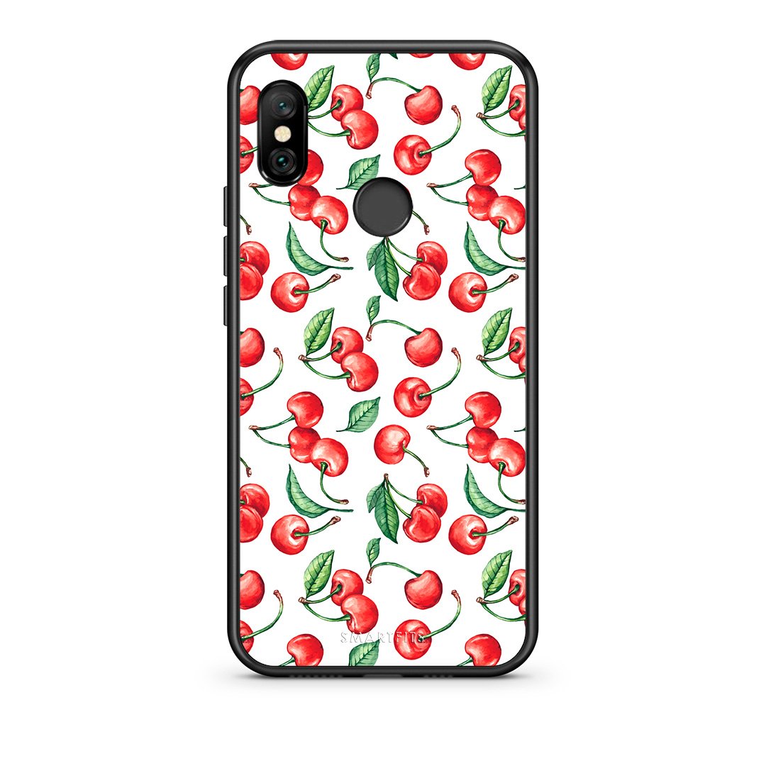 Xiaomi Redmi Note 6 Pro Cherry Summer θήκη από τη Smartfits με σχέδιο στο πίσω μέρος και μαύρο περίβλημα | Smartphone case with colorful back and black bezels by Smartfits