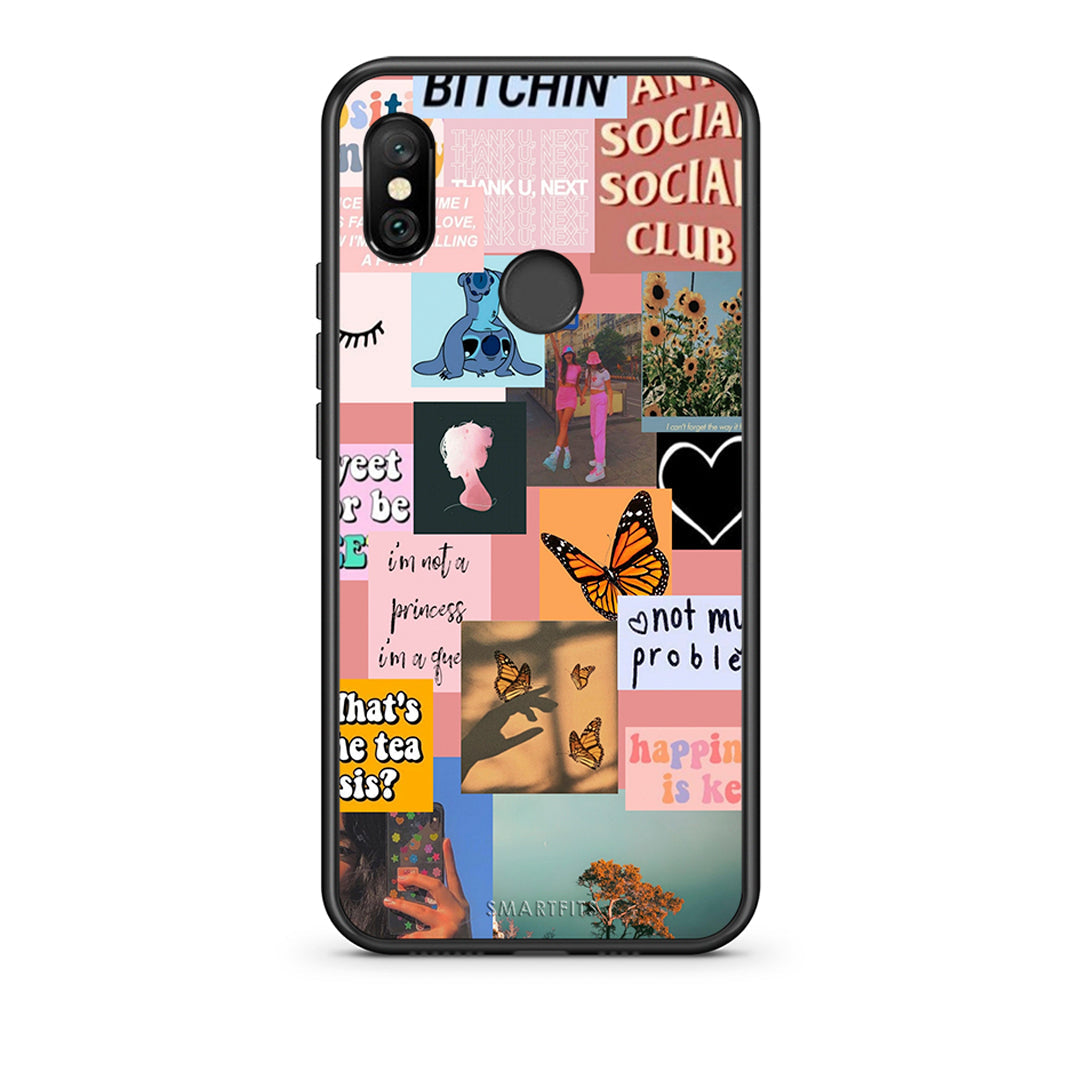 Xiaomi Redmi Note 6 Pro Collage Bitchin Θήκη Αγίου Βαλεντίνου από τη Smartfits με σχέδιο στο πίσω μέρος και μαύρο περίβλημα | Smartphone case with colorful back and black bezels by Smartfits