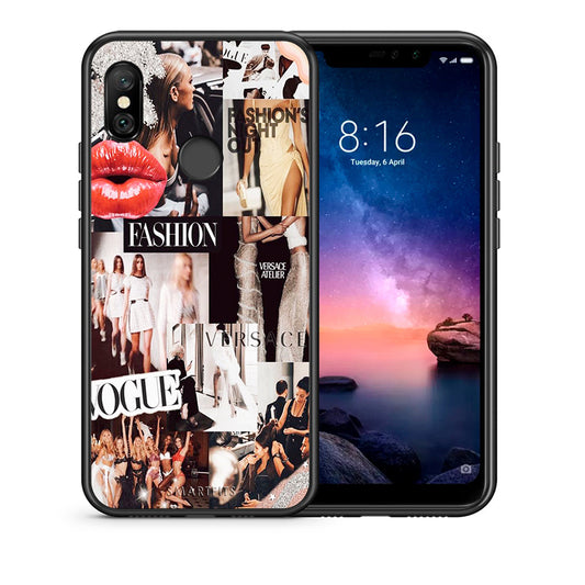 Θήκη Αγίου Βαλεντίνου Xiaomi Redmi Note 6 Pro Collage Fashion από τη Smartfits με σχέδιο στο πίσω μέρος και μαύρο περίβλημα | Xiaomi Redmi Note 6 Pro Collage Fashion case with colorful back and black bezels