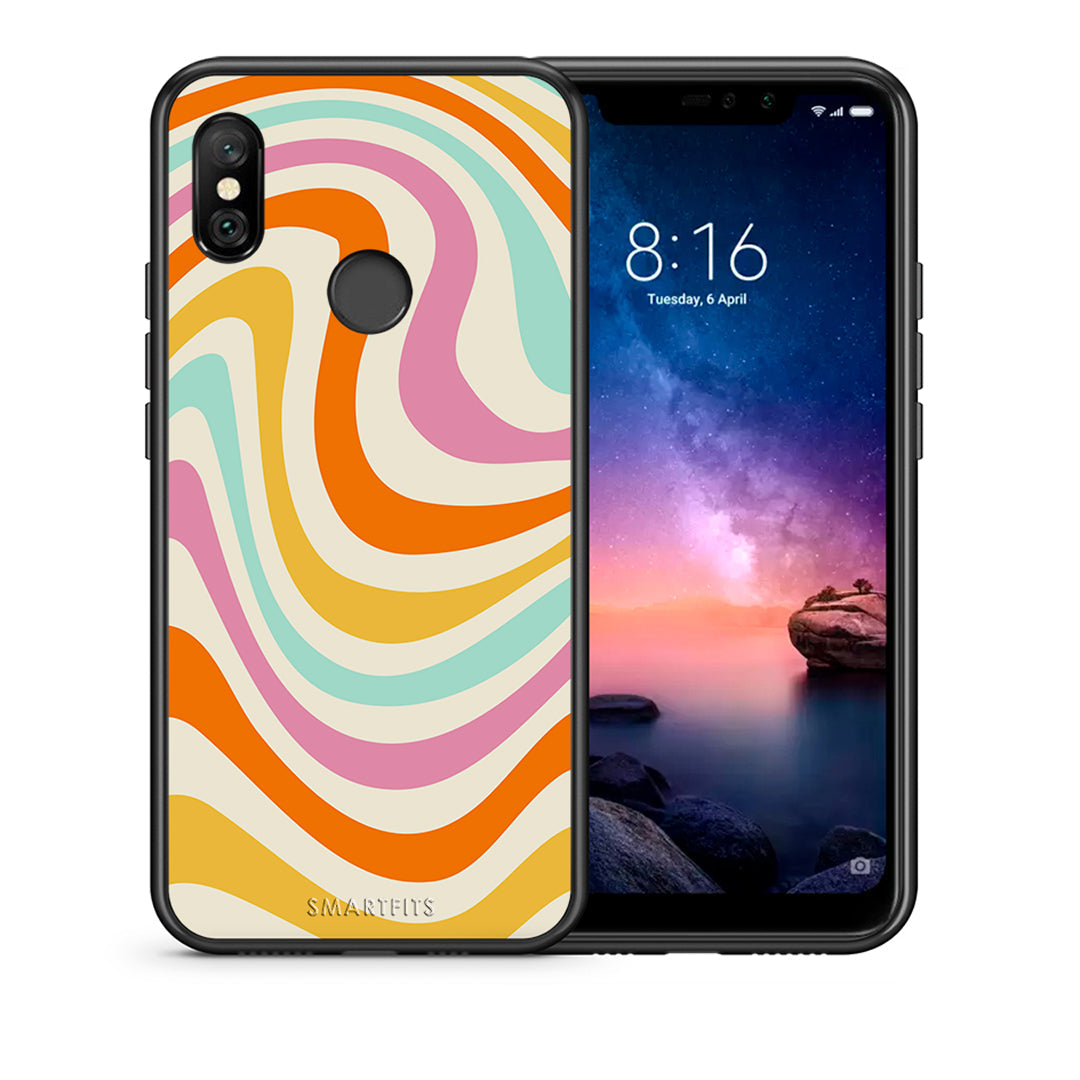 Θήκη Xiaomi Redmi Note 6 Pro Colourful Waves από τη Smartfits με σχέδιο στο πίσω μέρος και μαύρο περίβλημα | Xiaomi Redmi Note 6 Pro Colourful Waves case with colorful back and black bezels