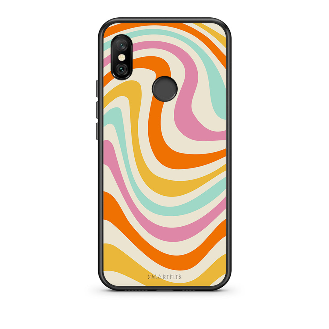 Xiaomi Redmi Note 6 Pro Colourful Waves θήκη από τη Smartfits με σχέδιο στο πίσω μέρος και μαύρο περίβλημα | Smartphone case with colorful back and black bezels by Smartfits