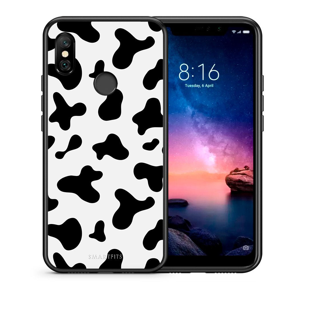 Θήκη Xiaomi Redmi Note 6 Pro Cow Print από τη Smartfits με σχέδιο στο πίσω μέρος και μαύρο περίβλημα | Xiaomi Redmi Note 6 Pro Cow Print case with colorful back and black bezels