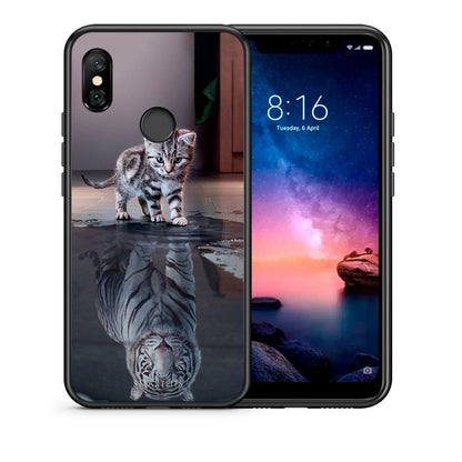 Θήκη Xiaomi Redmi Note 6 Pro Tiger Cute από τη Smartfits με σχέδιο στο πίσω μέρος και μαύρο περίβλημα | Xiaomi Redmi Note 6 Pro Tiger Cute case with colorful back and black bezels