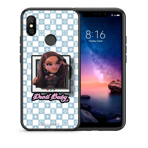 Θήκη Αγίου Βαλεντίνου Xiaomi Redmi Note 6 Pro Devil Baby από τη Smartfits με σχέδιο στο πίσω μέρος και μαύρο περίβλημα | Xiaomi Redmi Note 6 Pro Devil Baby case with colorful back and black bezels