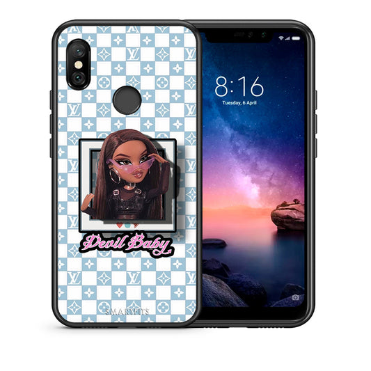 Θήκη Αγίου Βαλεντίνου Xiaomi Redmi Note 6 Pro Devil Baby από τη Smartfits με σχέδιο στο πίσω μέρος και μαύρο περίβλημα | Xiaomi Redmi Note 6 Pro Devil Baby case with colorful back and black bezels
