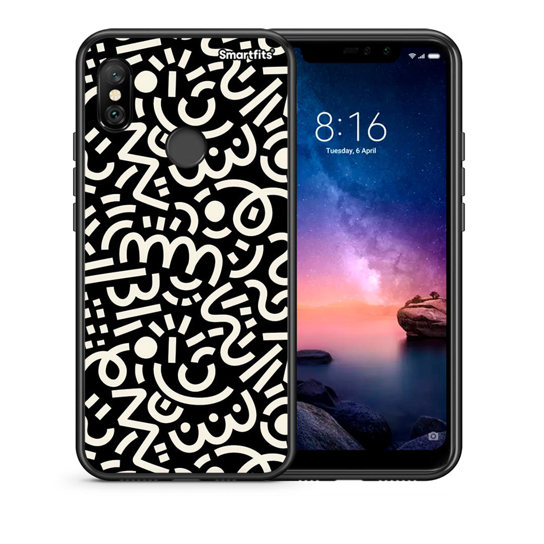 Θήκη Xiaomi Redmi Note 6 Pro Doodle Art από τη Smartfits με σχέδιο στο πίσω μέρος και μαύρο περίβλημα | Xiaomi Redmi Note 6 Pro Doodle Art case with colorful back and black bezels