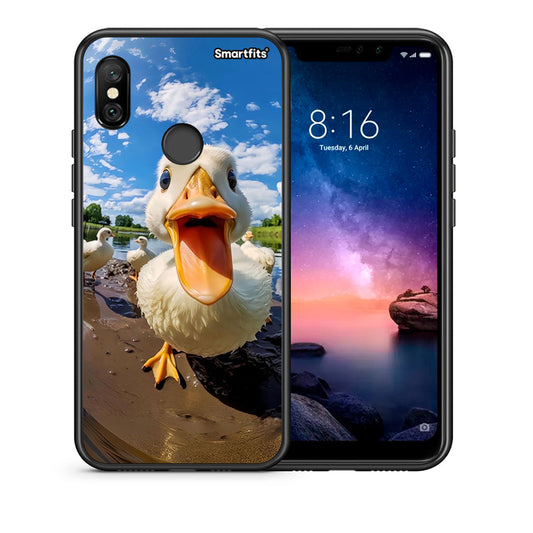 Θήκη Xiaomi Redmi Note 6 Pro Duck Face από τη Smartfits με σχέδιο στο πίσω μέρος και μαύρο περίβλημα | Xiaomi Redmi Note 6 Pro Duck Face case with colorful back and black bezels