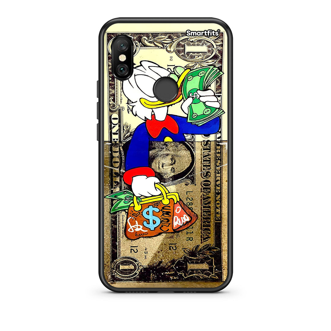 Xiaomi Redmi Note 6 Pro Duck Money Θήκη από τη Smartfits με σχέδιο στο πίσω μέρος και μαύρο περίβλημα | Smartphone case with colorful back and black bezels by Smartfits