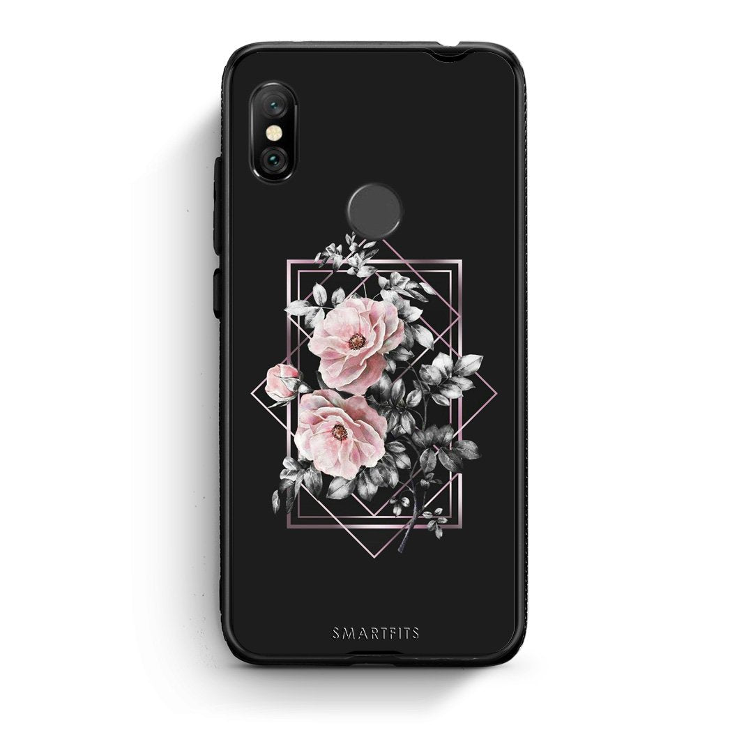 4 - Xiaomi Redmi Note 6 Pro Frame Flower case, cover, bumper
