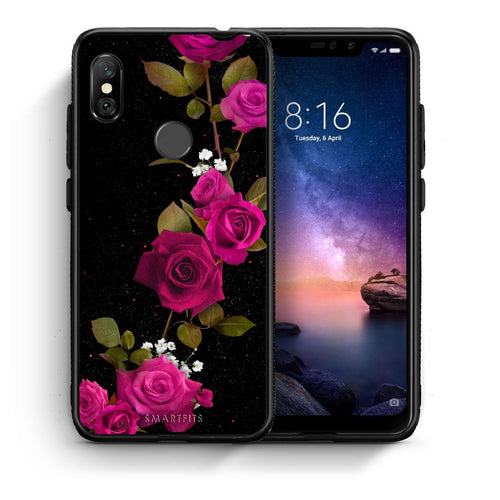 Θήκη Xiaomi Redmi Note 6 Pro Red Roses Flower από τη Smartfits με σχέδιο στο πίσω μέρος και μαύρο περίβλημα | Xiaomi Redmi Note 6 Pro Red Roses Flower case with colorful back and black bezels