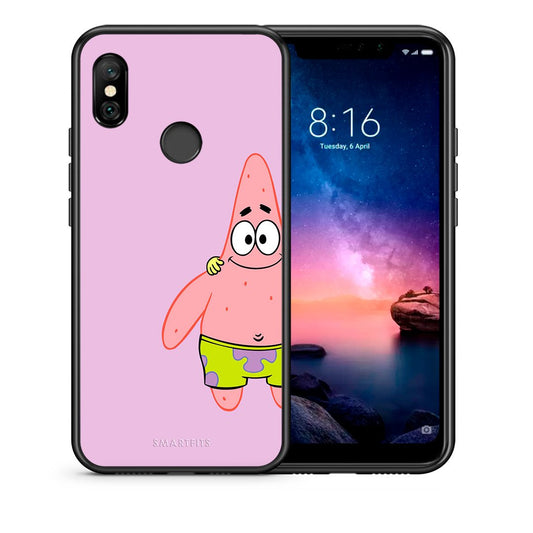 Θήκη Xiaomi Redmi Note 6 Pro  Friends Patrick από τη Smartfits με σχέδιο στο πίσω μέρος και μαύρο περίβλημα | Xiaomi Redmi Note 6 Pro  Friends Patrick case with colorful back and black bezels