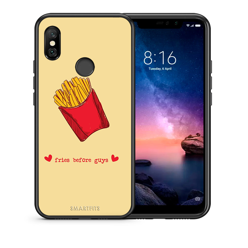 Θήκη Αγίου Βαλεντίνου Xiaomi Redmi Note 6 Pro Fries Before Guys από τη Smartfits με σχέδιο στο πίσω μέρος και μαύρο περίβλημα | Xiaomi Redmi Note 6 Pro Fries Before Guys case with colorful back and black bezels