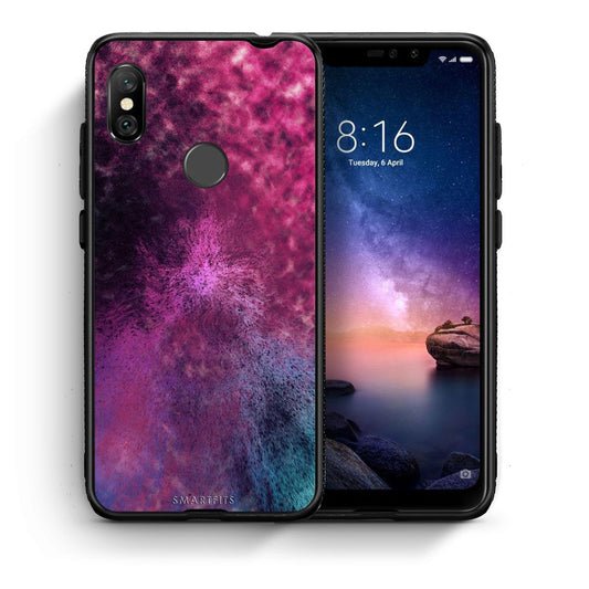 Θήκη Xiaomi Redmi Note 6 Pro Aurora Galaxy από τη Smartfits με σχέδιο στο πίσω μέρος και μαύρο περίβλημα | Xiaomi Redmi Note 6 Pro Aurora Galaxy case with colorful back and black bezels
