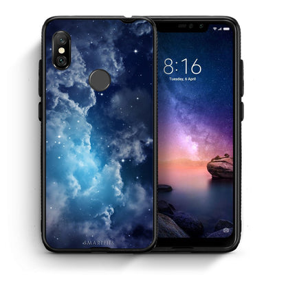 Θήκη Xiaomi Redmi Note 6 Pro Blue Sky Galaxy από τη Smartfits με σχέδιο στο πίσω μέρος και μαύρο περίβλημα | Xiaomi Redmi Note 6 Pro Blue Sky Galaxy case with colorful back and black bezels