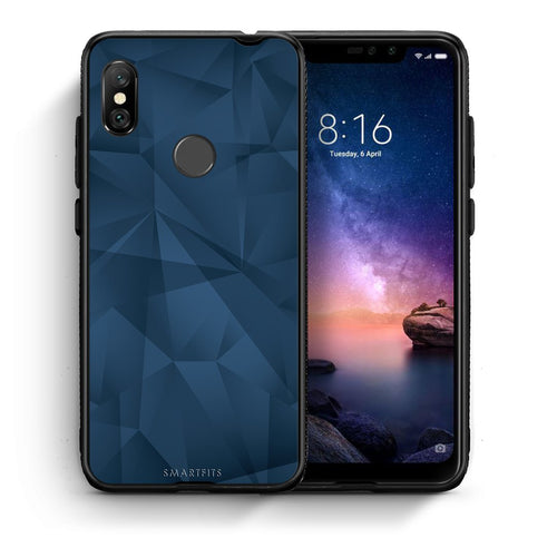 Θήκη Xiaomi Redmi Note 6 Pro Blue Abstract Geometric από τη Smartfits με σχέδιο στο πίσω μέρος και μαύρο περίβλημα | Xiaomi Redmi Note 6 Pro Blue Abstract Geometric case with colorful back and black bezels