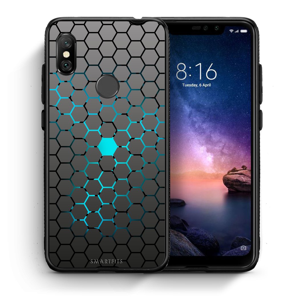 Θήκη Xiaomi Redmi Note 6 Pro Hexagonal Geometric από τη Smartfits με σχέδιο στο πίσω μέρος και μαύρο περίβλημα | Xiaomi Redmi Note 6 Pro Hexagonal Geometric case with colorful back and black bezels