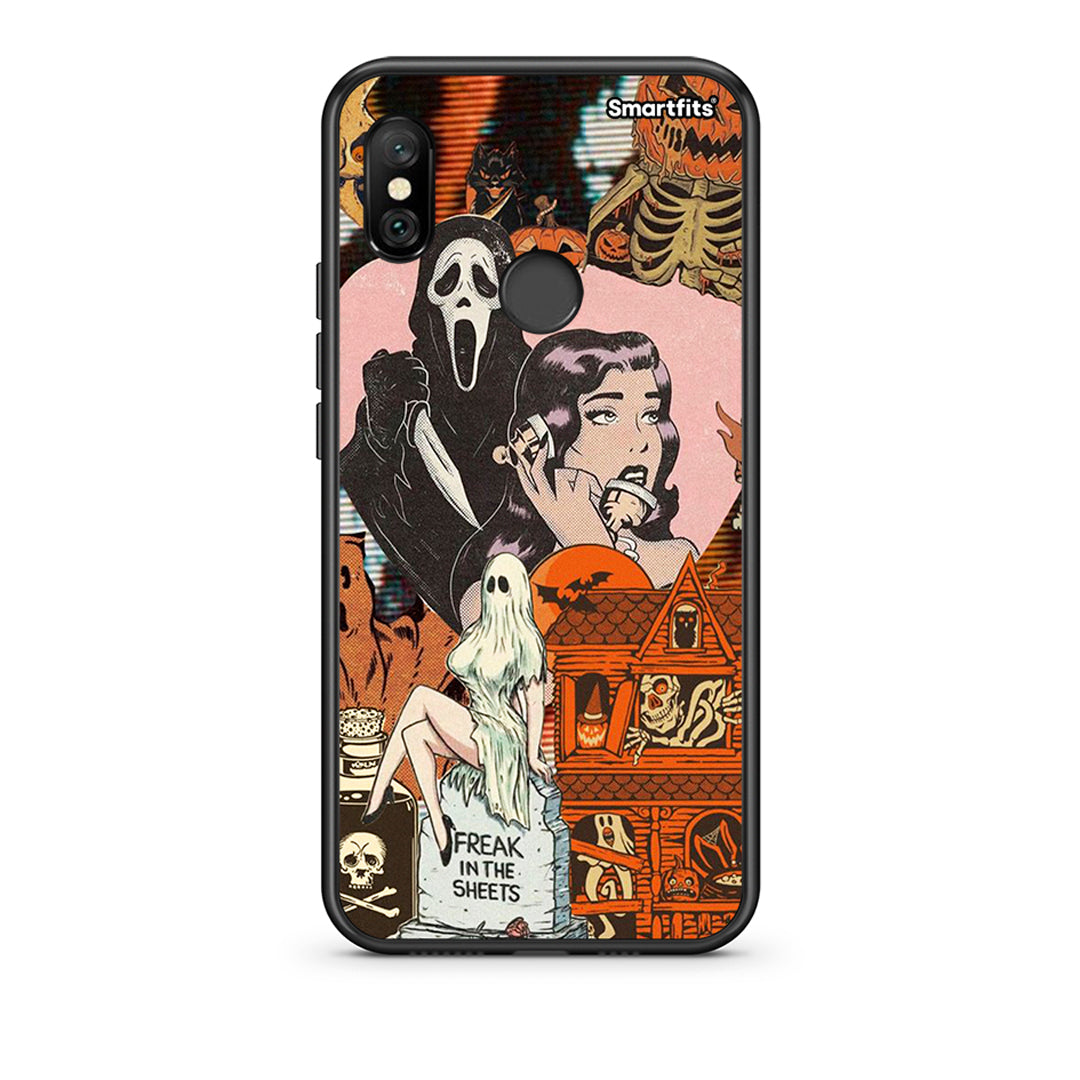 Xiaomi Redmi Note 6 Pro Halloween Collage Θήκη από τη Smartfits με σχέδιο στο πίσω μέρος και μαύρο περίβλημα | Smartphone case with colorful back and black bezels by Smartfits