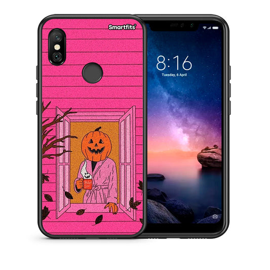 Θήκη Xiaomi Redmi Note 6 Pro Halloween Pumpkin Lady από τη Smartfits με σχέδιο στο πίσω μέρος και μαύρο περίβλημα | Xiaomi Redmi Note 6 Pro Halloween Pumpkin Lady case with colorful back and black bezels