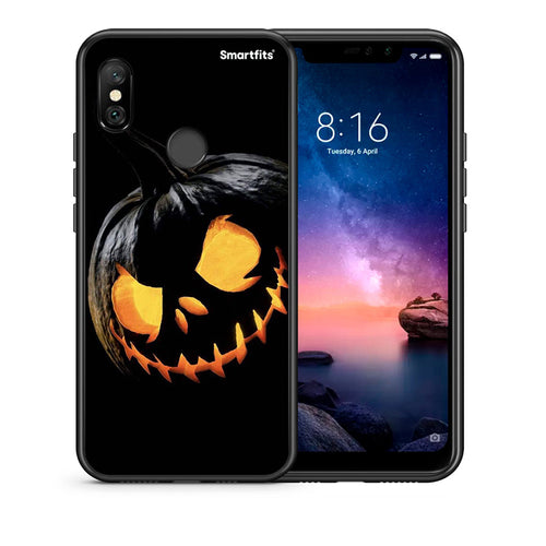 Θήκη Xiaomi Redmi Note 6 Pro Halloween Scary Pumpkin από τη Smartfits με σχέδιο στο πίσω μέρος και μαύρο περίβλημα | Xiaomi Redmi Note 6 Pro Halloween Scary Pumpkin case with colorful back and black bezels
