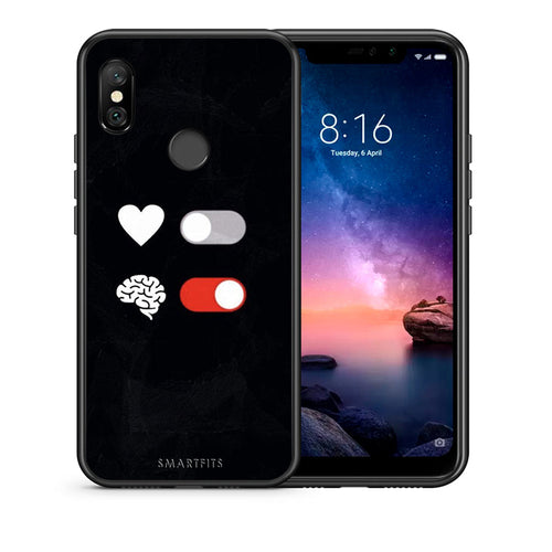 Θήκη Αγίου Βαλεντίνου Xiaomi Redmi Note 6 Pro Heart Vs Brain από τη Smartfits με σχέδιο στο πίσω μέρος και μαύρο περίβλημα | Xiaomi Redmi Note 6 Pro Heart Vs Brain case with colorful back and black bezels
