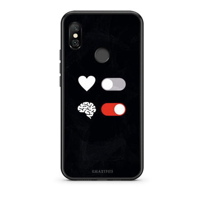 Xiaomi Redmi Note 6 Pro Heart Vs Brain Θήκη Αγίου Βαλεντίνου από τη Smartfits με σχέδιο στο πίσω μέρος και μαύρο περίβλημα | Smartphone case with colorful back and black bezels by Smartfits