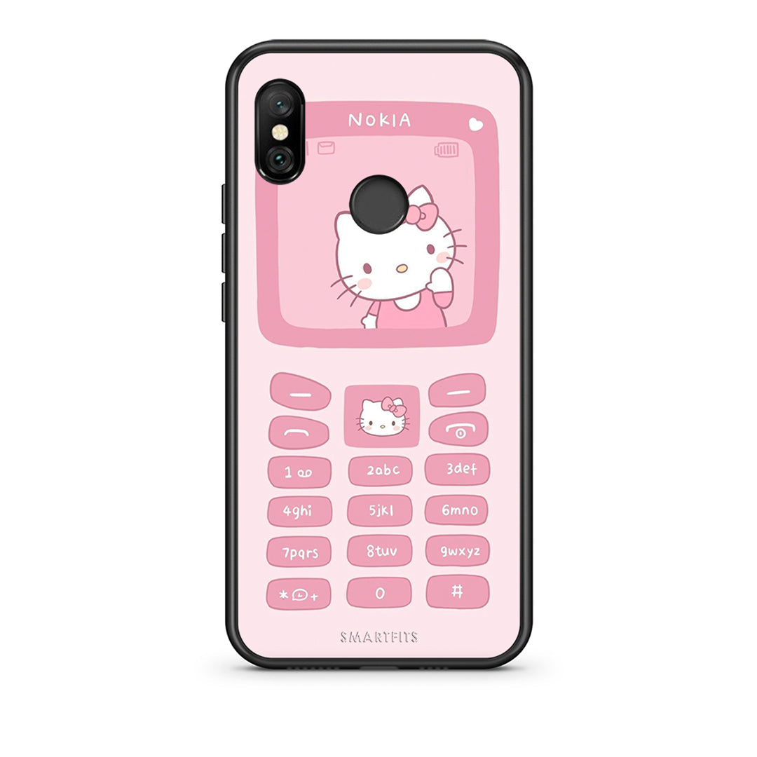 Xiaomi Redmi Note 6 Pro Hello Kitten Θήκη Αγίου Βαλεντίνου από τη Smartfits με σχέδιο στο πίσω μέρος και μαύρο περίβλημα | Smartphone case with colorful back and black bezels by Smartfits