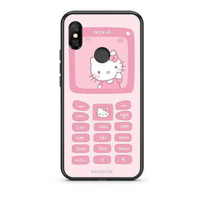Xiaomi Redmi Note 6 Pro Hello Kitten Θήκη Αγίου Βαλεντίνου από τη Smartfits με σχέδιο στο πίσω μέρος και μαύρο περίβλημα | Smartphone case with colorful back and black bezels by Smartfits