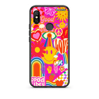 Thumbnail for Xiaomi Redmi Note 6 Pro Hippie Love θήκη από τη Smartfits με σχέδιο στο πίσω μέρος και μαύρο περίβλημα | Smartphone case with colorful back and black bezels by Smartfits