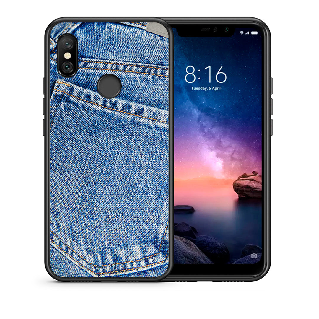 Θήκη Xiaomi Redmi Note 6 Pro Jeans Pocket από τη Smartfits με σχέδιο στο πίσω μέρος και μαύρο περίβλημα | Xiaomi Redmi Note 6 Pro Jeans Pocket case with colorful back and black bezels