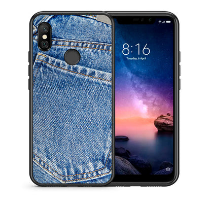 Θήκη Xiaomi Redmi Note 6 Pro Jeans Pocket από τη Smartfits με σχέδιο στο πίσω μέρος και μαύρο περίβλημα | Xiaomi Redmi Note 6 Pro Jeans Pocket case with colorful back and black bezels