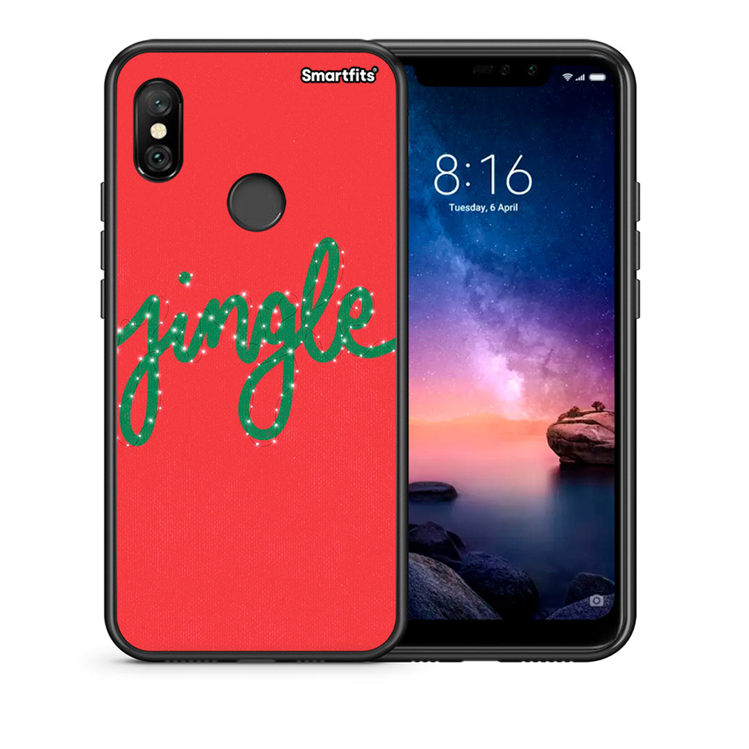 Θήκη Xiaomi Redmi Note 6 Pro Jingle Xmas από τη Smartfits με σχέδιο στο πίσω μέρος και μαύρο περίβλημα | Xiaomi Redmi Note 6 Pro Jingle Xmas case with colorful back and black bezels