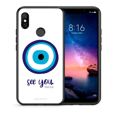 Θήκη Xiaomi Redmi Note 6 Pro Karma Says από τη Smartfits με σχέδιο στο πίσω μέρος και μαύρο περίβλημα | Xiaomi Redmi Note 6 Pro Karma Says case with colorful back and black bezels