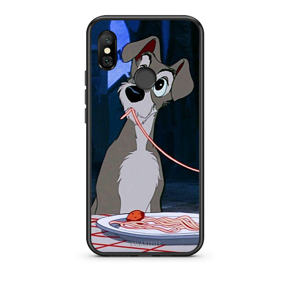 Xiaomi Redmi Note 6 Pro Lady And Tramp 1 Θήκη Αγίου Βαλεντίνου από τη Smartfits με σχέδιο στο πίσω μέρος και μαύρο περίβλημα | Smartphone case with colorful back and black bezels by Smartfits