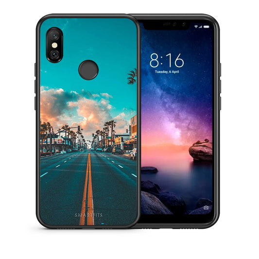 Θήκη Xiaomi Redmi Note 6 Pro City Landscape από τη Smartfits με σχέδιο στο πίσω μέρος και μαύρο περίβλημα | Xiaomi Redmi Note 6 Pro City Landscape case with colorful back and black bezels