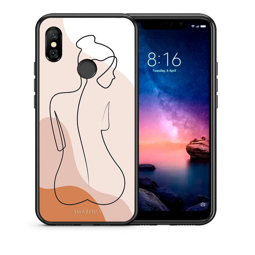 Θήκη Xiaomi Redmi Note 6 Pro LineArt Woman από τη Smartfits με σχέδιο στο πίσω μέρος και μαύρο περίβλημα | Xiaomi Redmi Note 6 Pro LineArt Woman case with colorful back and black bezels