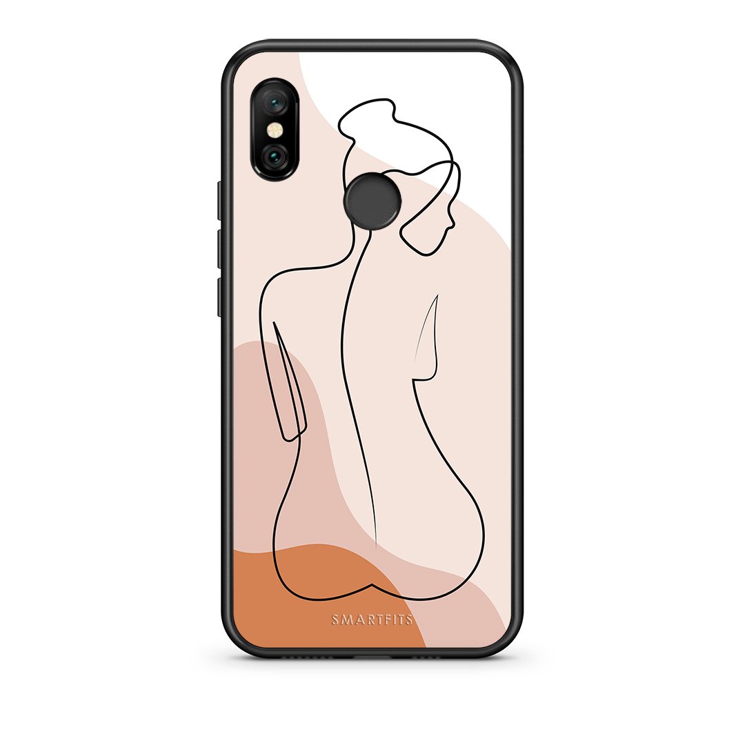 Xiaomi Redmi Note 6 Pro LineArt Woman θήκη από τη Smartfits με σχέδιο στο πίσω μέρος και μαύρο περίβλημα | Smartphone case with colorful back and black bezels by Smartfits