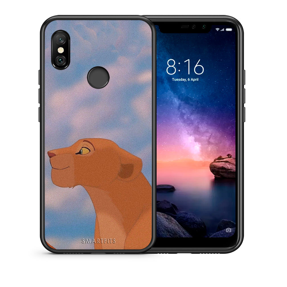 Θήκη Αγίου Βαλεντίνου Xiaomi Redmi Note 6 Pro Lion Love 2 από τη Smartfits με σχέδιο στο πίσω μέρος και μαύρο περίβλημα | Xiaomi Redmi Note 6 Pro Lion Love 2 case with colorful back and black bezels