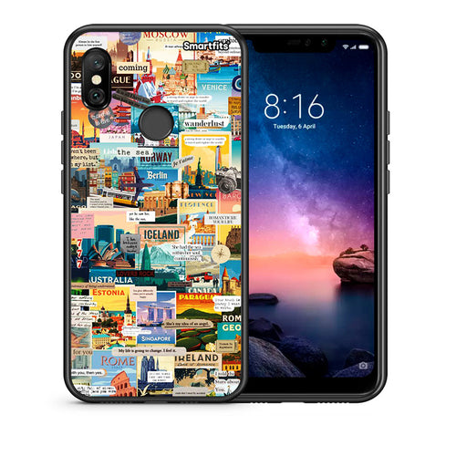 Θήκη Xiaomi Redmi Note 6 Pro Live To Travel από τη Smartfits με σχέδιο στο πίσω μέρος και μαύρο περίβλημα | Xiaomi Redmi Note 6 Pro Live To Travel case with colorful back and black bezels