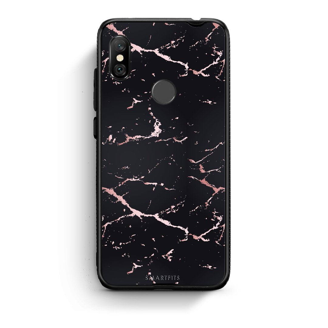 4 - Xiaomi Redmi Note 6 Pro  Black Rosegold Marble case, cover, bumper
