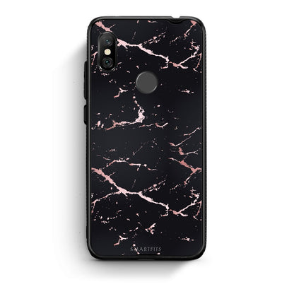 4 - Xiaomi Redmi Note 6 Pro  Black Rosegold Marble case, cover, bumper