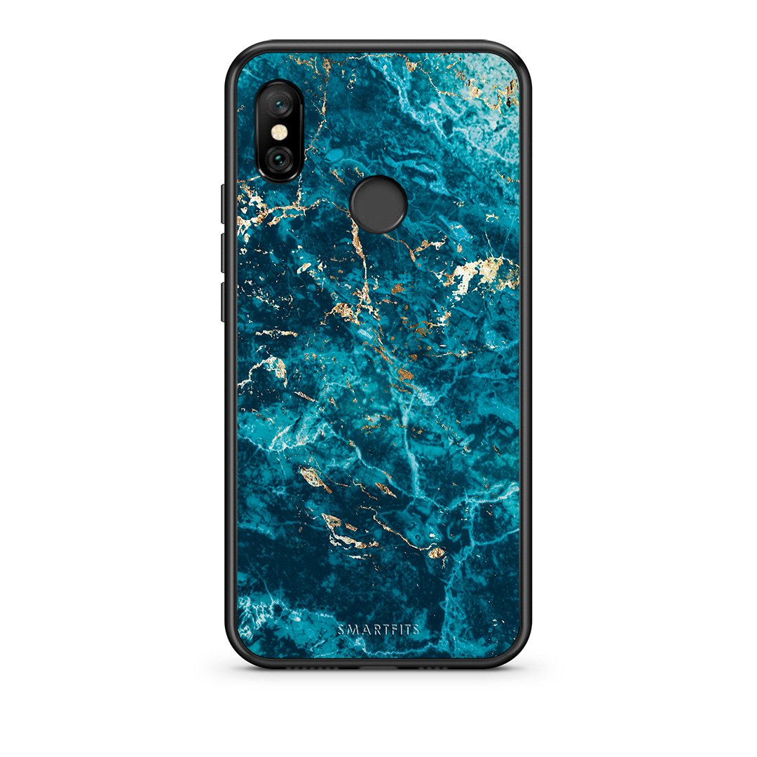 Xiaomi Redmi Note 6 Pro Marble Blue θήκη από τη Smartfits με σχέδιο στο πίσω μέρος και μαύρο περίβλημα | Smartphone case with colorful back and black bezels by Smartfits